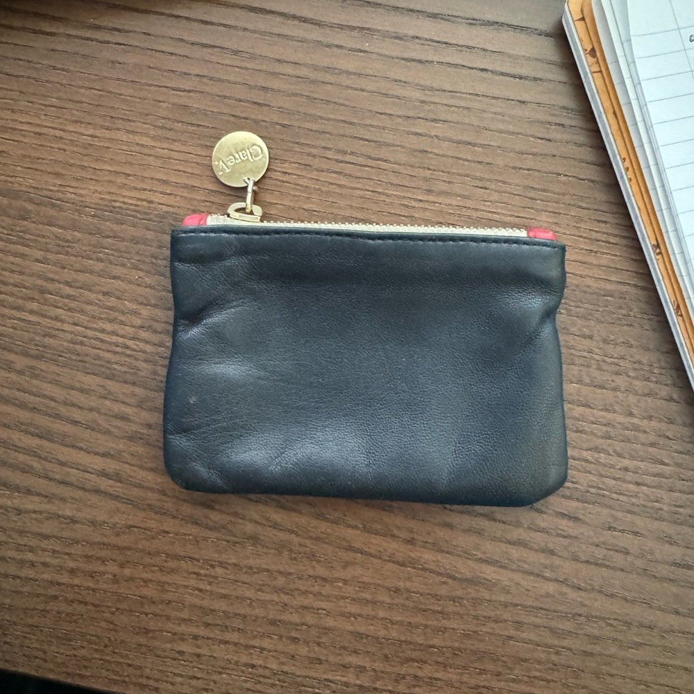 Clare V Navy Blue Leather Key & Card Holder